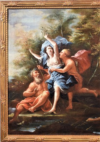 Pair of Mythological Scenes  1) "Apollo and Daphne"